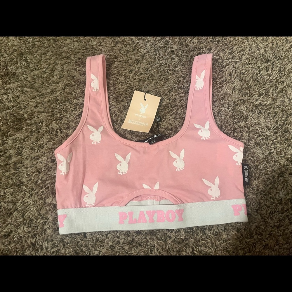 Pink Playboy Bunny Printed Bra